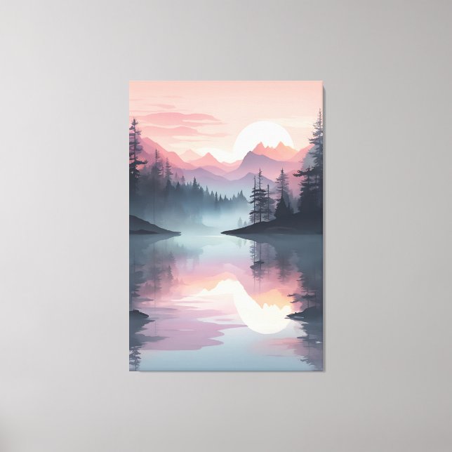 Impressão Em Tela Pinheiros Dusky Refletidos (Frente)