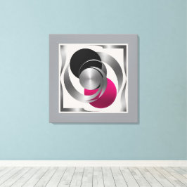Impressão Em Tela Pink Grey Black Circle Abstract