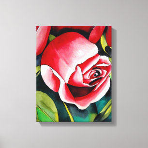 Impressão Em Tela Pink Rosebud aquarela pintura a cores flor