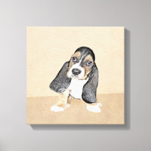 Impressão Em Tela Pintado de Cachorro Basset - Arte Cachorro Origina