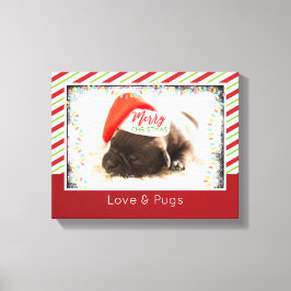 Impressão Em Tela Pinto de Natal em Santa Hat com Luzes de Natal