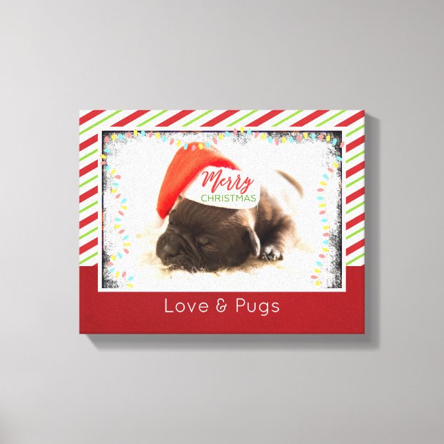 Impressão Em Tela Pinto de Natal em Santa Hat com Luzes de Natal (Frente)