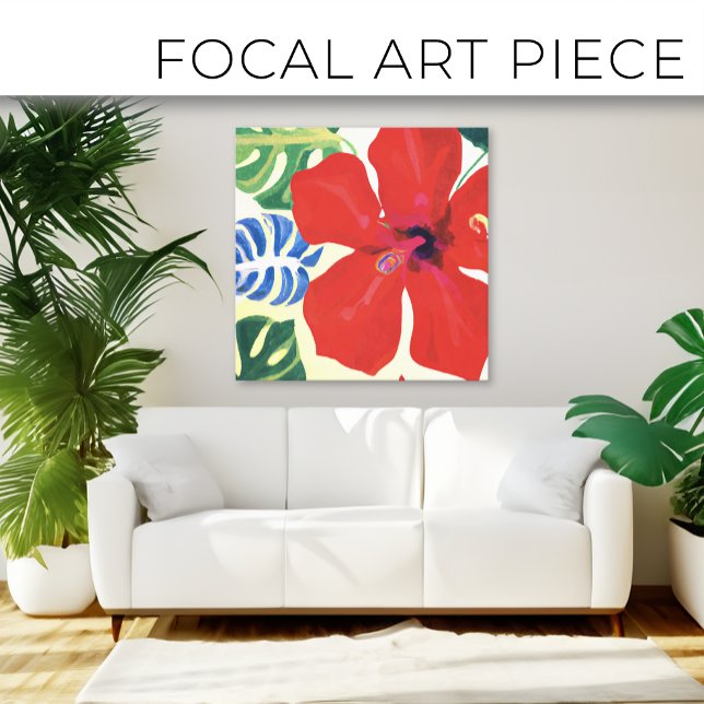 Impressão Em Tela Pintor de Hibiscus vermelho e grande (Criador carregado)