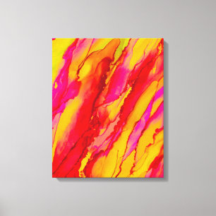 Impressão Em Tela Pintura a Álcool Vermelho Laranja Selvagem