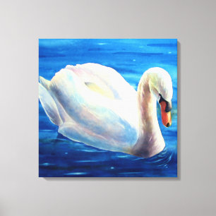 Impressão Em Tela Pintura a aquarela branca, aves aquáticas, aves