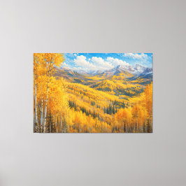 Impressão Em Tela Pintura a Óleo da Montanha Aspen Dourada