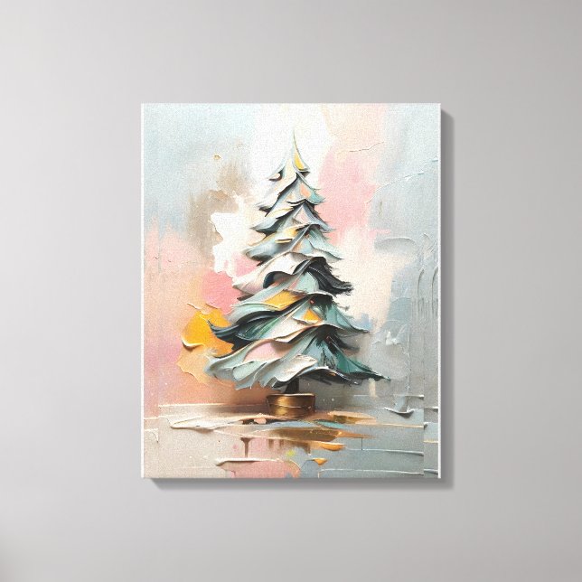 Impressão Em Tela pintura a óleo de abstrato da árvore de Natal (Frente)