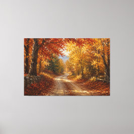 Impressão Em Tela Pintura a Óleo de Estrada da Floresta de Outono