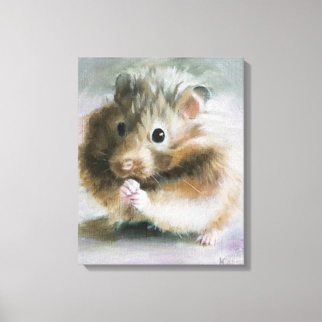 Impressão Em Tela Pintura a óleo de hamster (Frente)