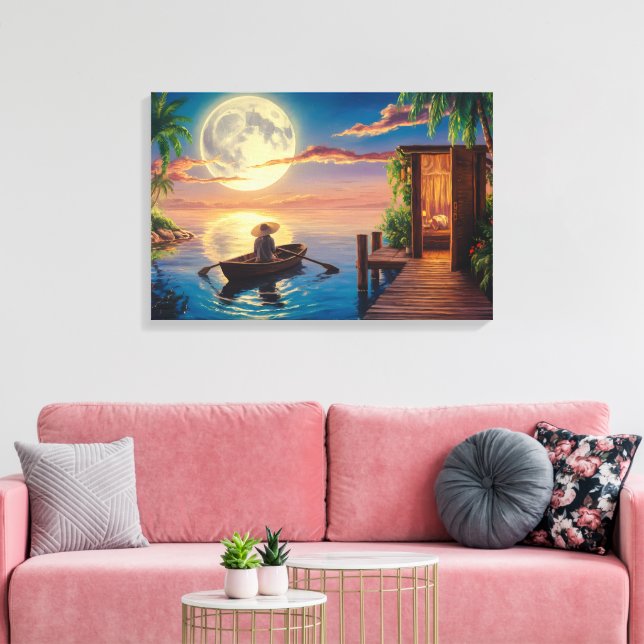 Impressão Em Tela Pintura a óleo de paraíso tropical (Insitu(Sala de estar))