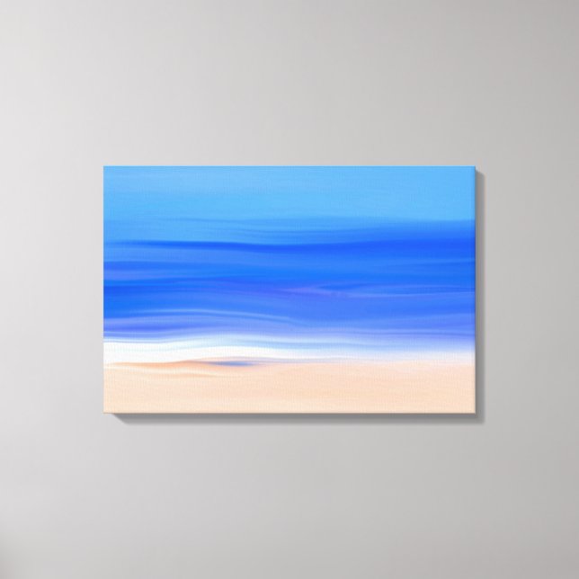 Impressão Em Tela Pintura a óleo de praia e oceano (Frente)