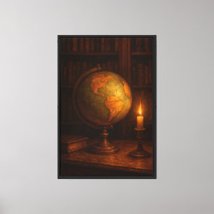 Impressão Em Tela Pintura a óleo do Globo de Biblioteca Antica em Ca