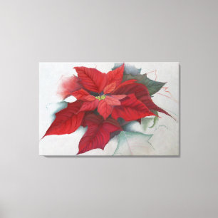 Impressão Em Tela Pintura a óleo do Natal da poinsétia
