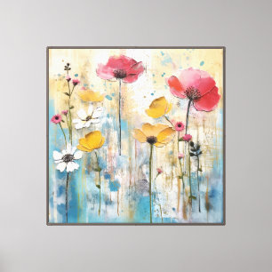 Impressão Em Tela Pintura a Óleo Impasto de Papoulas Pastel