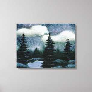 Impressão Em Tela Pintura a óleo na Floresta Azul, Bonito Paisagem N