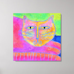 Impressão Em Tela Pintura a quente com Abstrato de gato