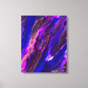 Impressão Em Tela Pintura a tinta a álcool púrpura e Dourada