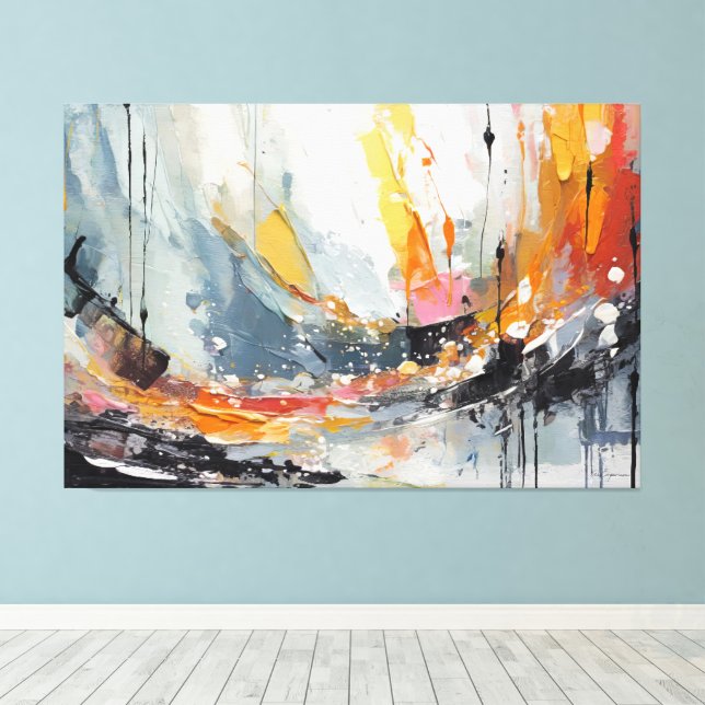 Impressão Em Tela Pintura abstrata (Insitu(piso de madeira))