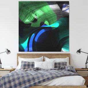 Impressão Em Tela Pintura abstrata amarela preta 