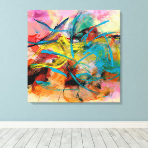 Impressão Em Tela Pintura Abstrata Colorida Energética