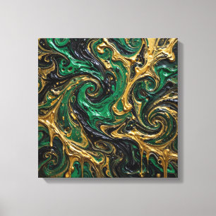 Impressão Em Tela Pintura Abstrata Luxuosa Marmorizada - Esmeralda D