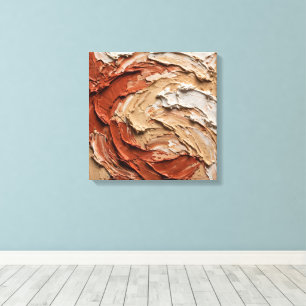 Impressão Em Tela Pintura Abstrata Redemoinho de Terracota - Areia,