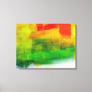 Impressão Em Tela Pintura Abstrato Verde Amarelo