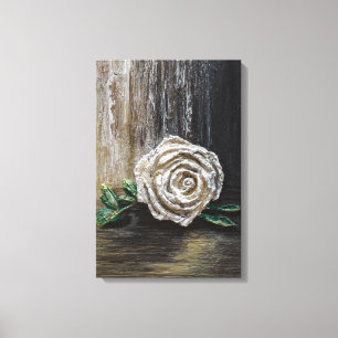 Impressão Em Tela Pintura Acrílica Rosa Branca