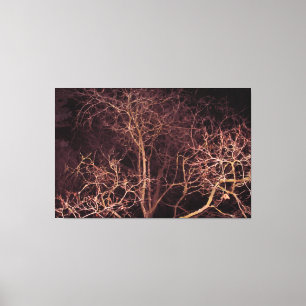 Impressão Em Tela Pintura aquarela Árvore de Inverno à Noite