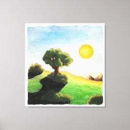 Impressão Em Tela pintura aquosa fantasia árvore natureza paisagem