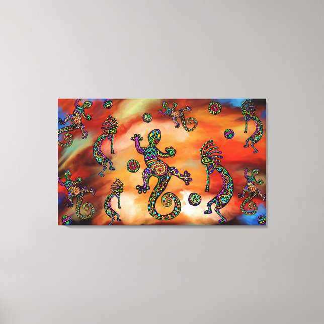 Impressão Em Tela Pintura Artística do Kokopelli do Sudoeste (Frente)