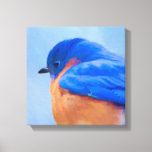 Impressão Em Tela Pintura Bluebird - Arte Original para Pássaros