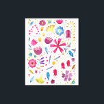 Impressão Em Tela Pintura Botânica De Flores Selvagens De Aquarela<br><div class="desc">Uma pintura aquosa moderna de flores e folhas em cores ricas do outono espalhadas sobre fundo branco.</div>