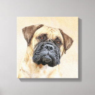 Impressão Em Tela Pintura Bullmastiff - Arte Cachorra Original