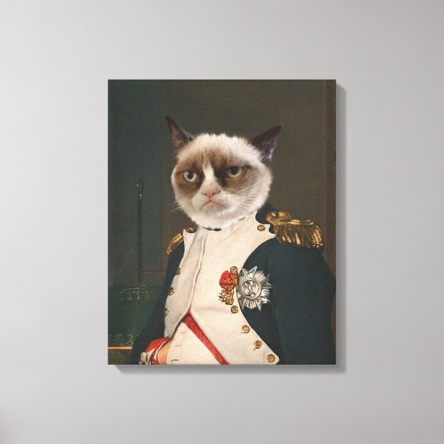 Impressão Em Tela Pintura Clássica de Gato Grumpy (Frente)