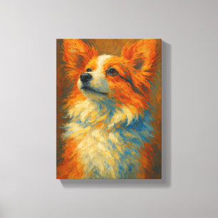 Impressão Em Tela Pintura Colorida de Cachorro Corgi no Estilo Brush