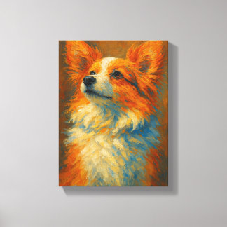 Impressão Em Tela Pintura Colorida de Cachorro Corgi no Estilo Brush