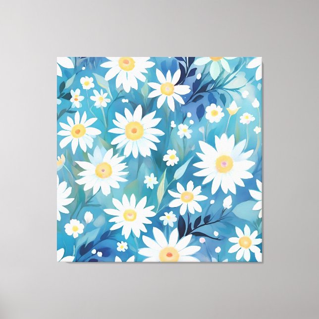 Impressão Em Tela Pintura com flores brancas (Frente)