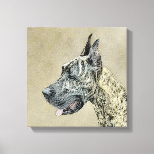 Impressão Em Tela Pintura com o Grande Dane (Brindle) - Arte Canina