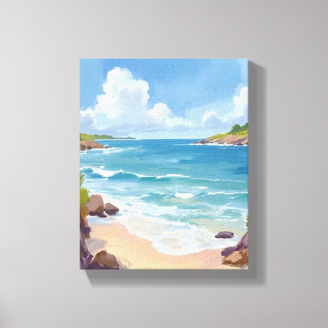 Impressão Em Tela Pintura da Baía da Praia de Cape Cod Oceano (Frente)
