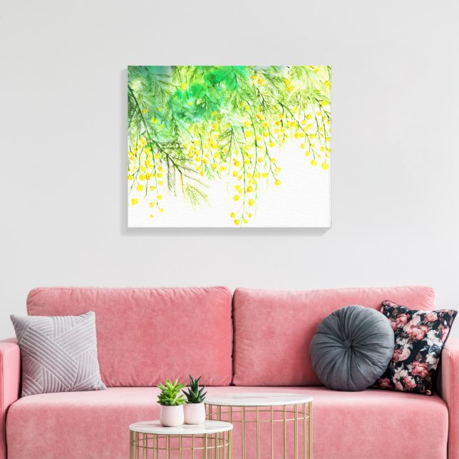Impressão Em Tela Pintura da Flor Amarelo Brilhante Mimosa (Insitu(Sala de estar))