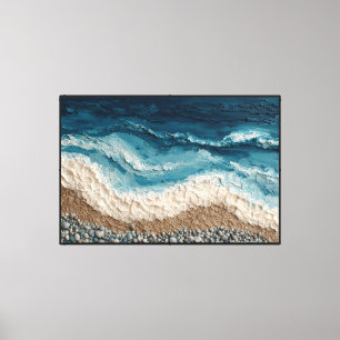 Impressão Em Tela Pintura da Linha de Costa da Onda da Praia – Arte 