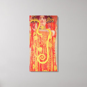 Impressão Em Tela Pintura da Mulher Vermelha com Cobra de Ouro de Gu