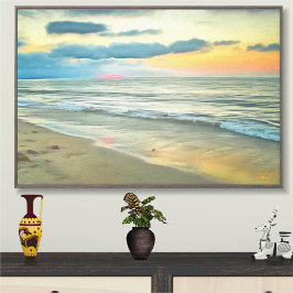 Impressão Em Tela Pintura da Praia do Pôr do Sol no Oceano de Puerto