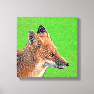 Impressão Em Tela Pintura da Raposa Vermelha - Arte original sobre a