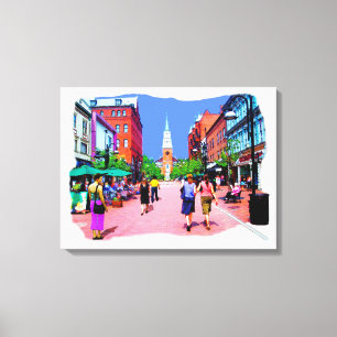 Impressão Em Tela Pintura da Rua da Igreja de Burlington Vermont
