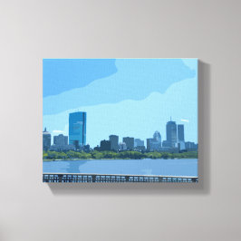 Impressão Em Tela Pintura da Silhueta de Boston Rio Charles