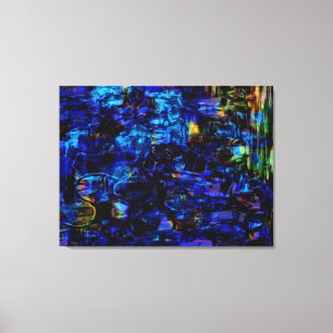 Impressão Em Tela Pintura de abstrato azul