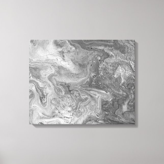 Impressão Em Tela Pintura de abstrato branco e preto (Frente)