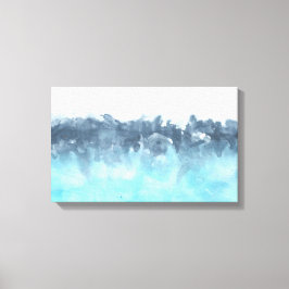 Impressão Em Tela Pintura de Abstrato de Blues em camadas
